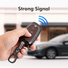 Load image into Gallery viewer, Luxury Car Key Cover for Tata Nexon, Tigor, Altroz, Punch, Safari | Metal &amp; Silicone Smart Key Protector 4 Button with Hook