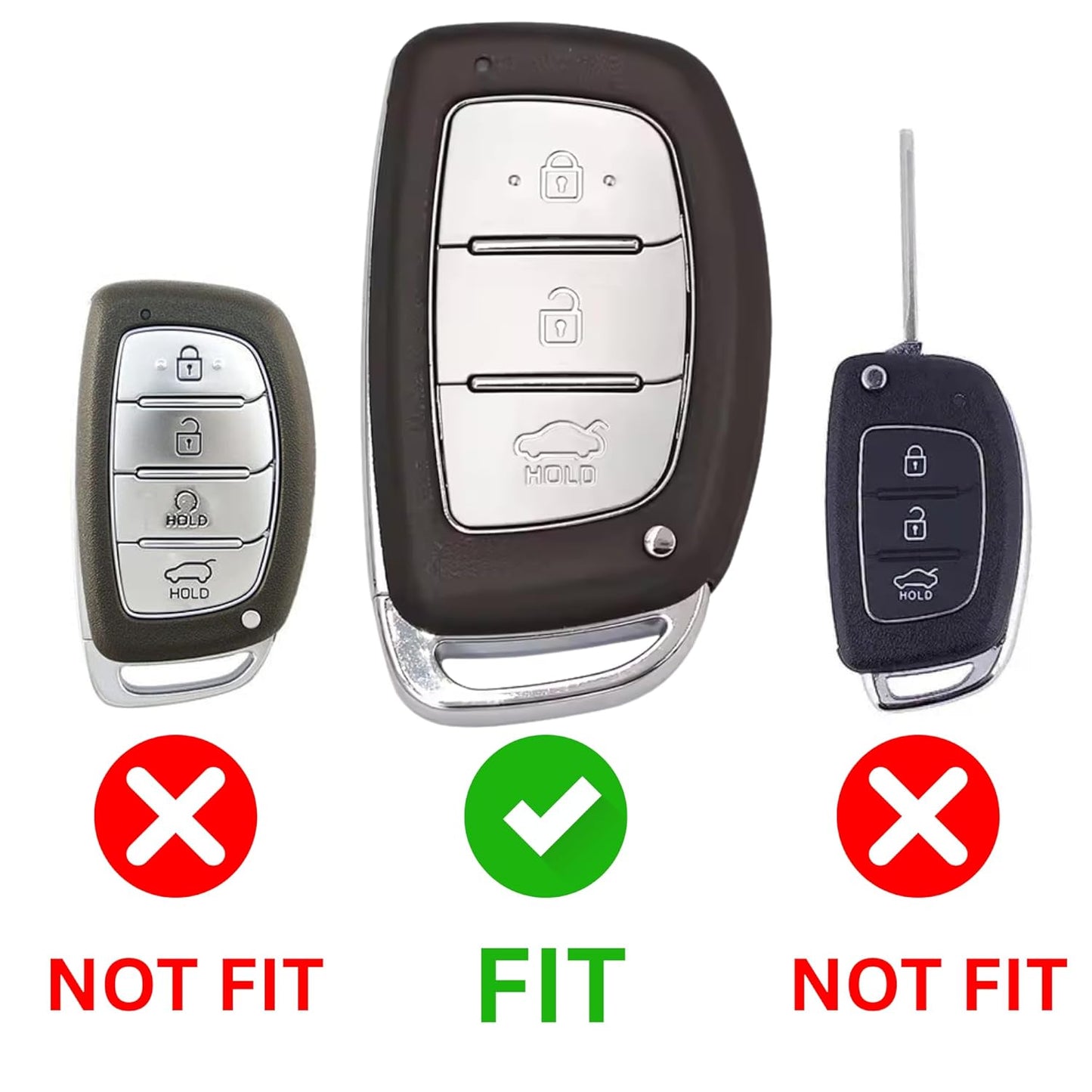 Metal Key Cover for Hyundai Grand i10 NIOS Asta | Venue | i20 | Aura | Exter | Creta | Elantra 3 Button Smart Key