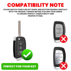Car Key Cover Compatible with Hyundai Creta, Venue, Tucson, Alcazar, i20, Grand i10 Nios, Aura, Xcent, Exter 3-Button Smart Flip Key (Transformer Armour Series)
