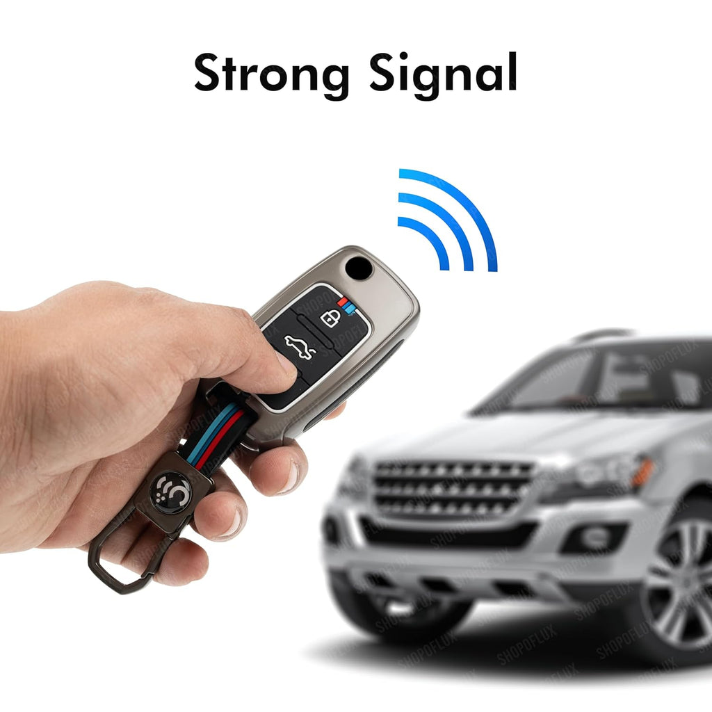 Metal Silicon Key Cover Compatible with Polo Vento Jetta Ameo Passat and Skoda Rapid Laura Superb Octavia Fabia Yeti 3 Button Flip Key Feature Visible in Low-Light Conditions