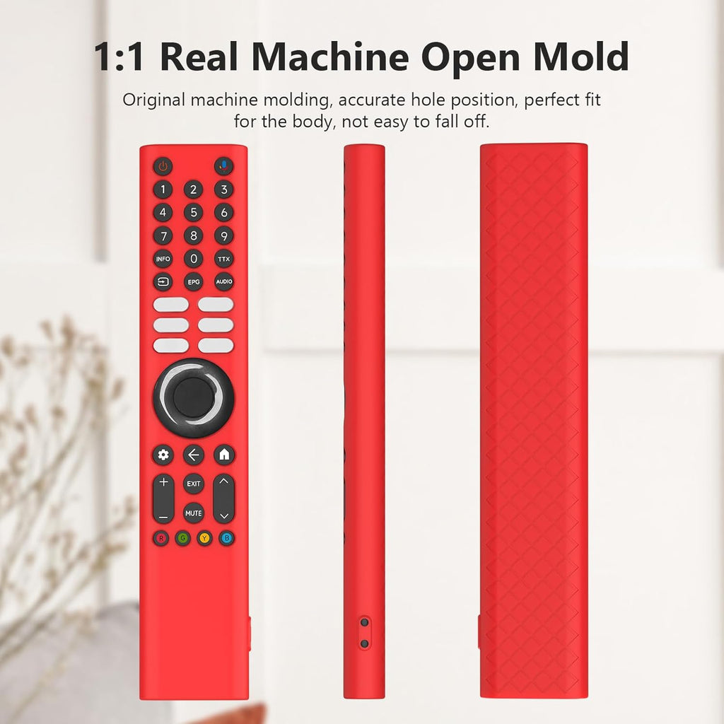 Silicone TV Remote Cover 'Compatible with' Xiaomi Mi Tv FX Series Remote XMRM-21 Protective Case with Lanyard (E-Wine Red) [Remote NOT Included]