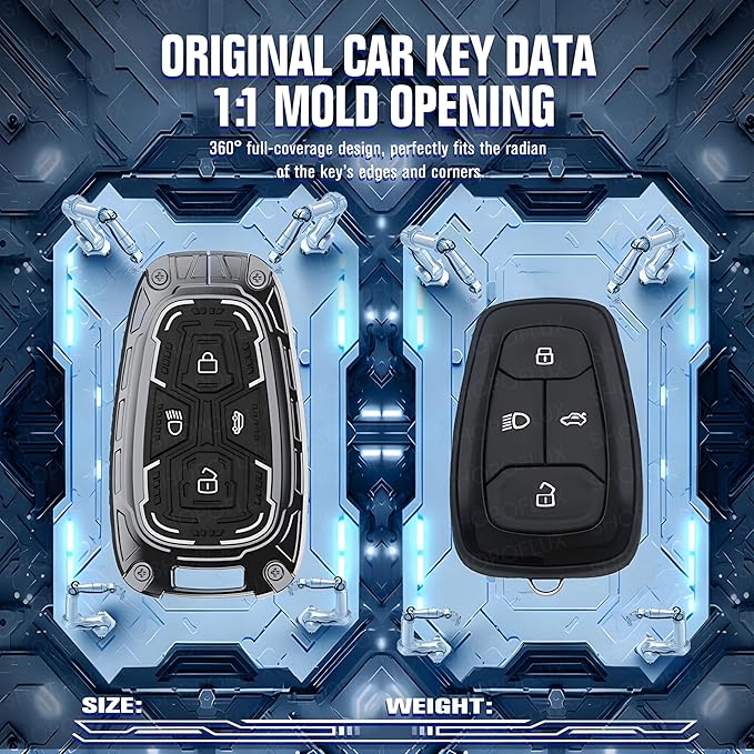 Iron Core Series Key cover Compatible for Tata Nexon, Harrier, Safari, Altroz, Punch, Tigor 4 button smart key