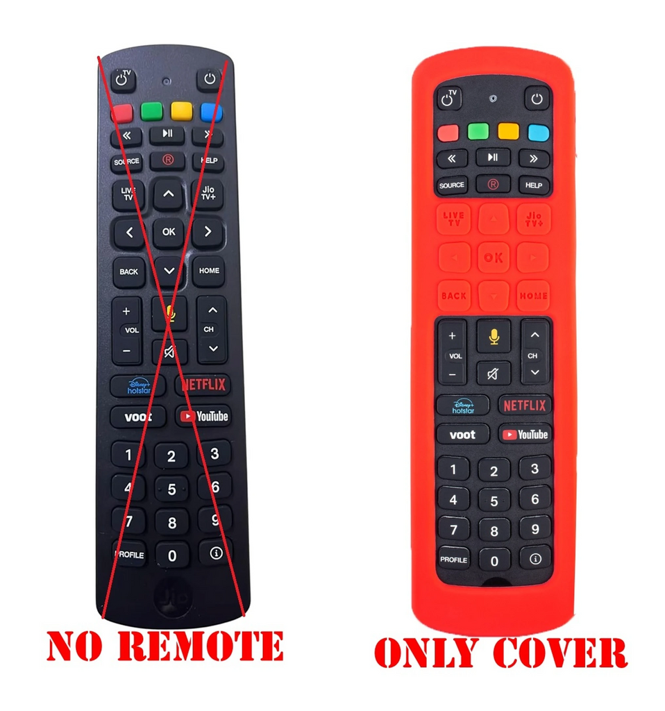 Silicone TV Remote Cover 'Compatible with' Jio Tv Remote Protective Case with Lanyard (Red) [Remote NOT Included]