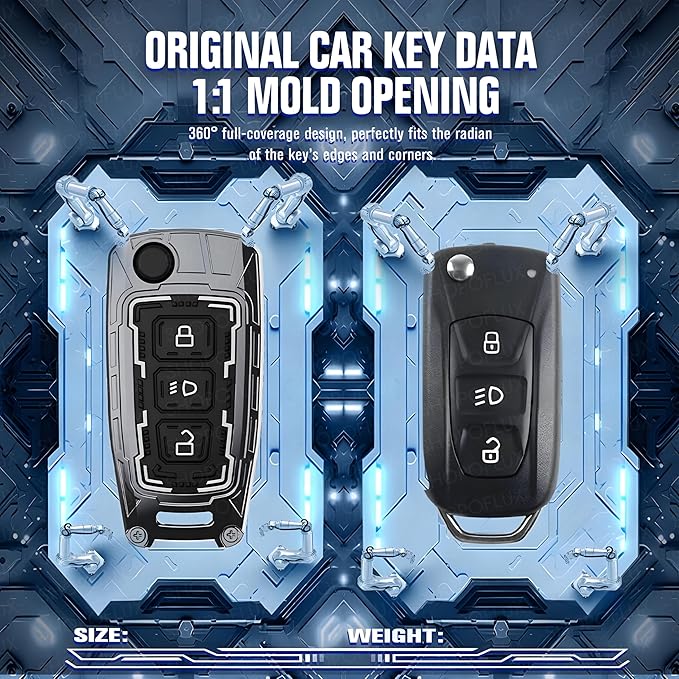 Iron Core Series Key cover Compatible for Tata Curvv, Nexon, Harrier, Altroz, Punch, Safari, Tigor, Tiago, Zest, Bolt 3 Button Flip key