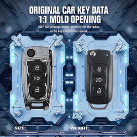 Iron Core Series Key cover Compatible for Tata Curvv, Nexon, Harrier, Altroz, Punch, Safari, Tigor, Tiago, Zest, Bolt 3 Button Flip key