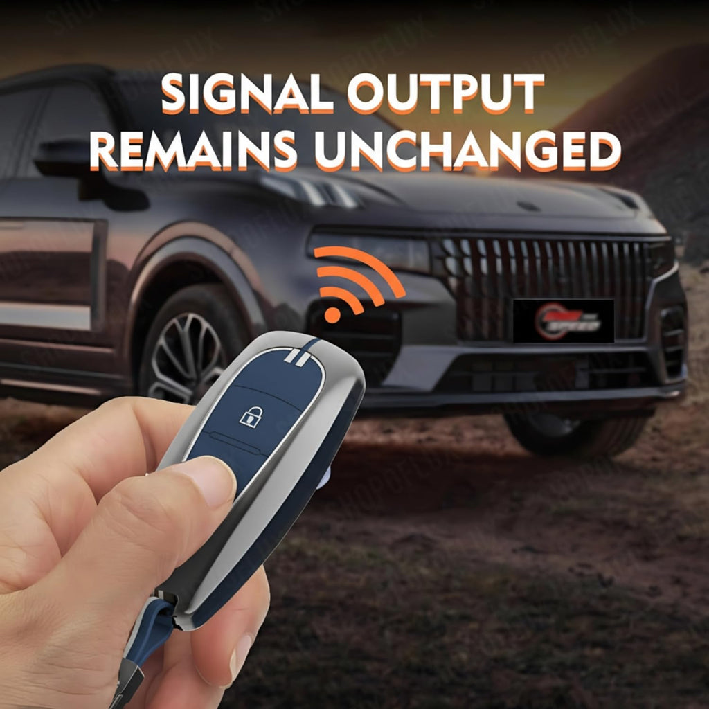 Metal Key Cover Compatible with Baleno | Breeza | S Cross | Ciaz | Swift 2 Button Smart Key (Metal Blue Silicone)