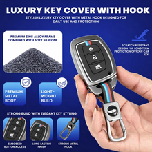 Load image into Gallery viewer, Metal Key Cover for Hyundai Grand i10 NIOS Asta | Venue | i20 | Aura | Exter | Creta | Elantra 3 Button Smart Key