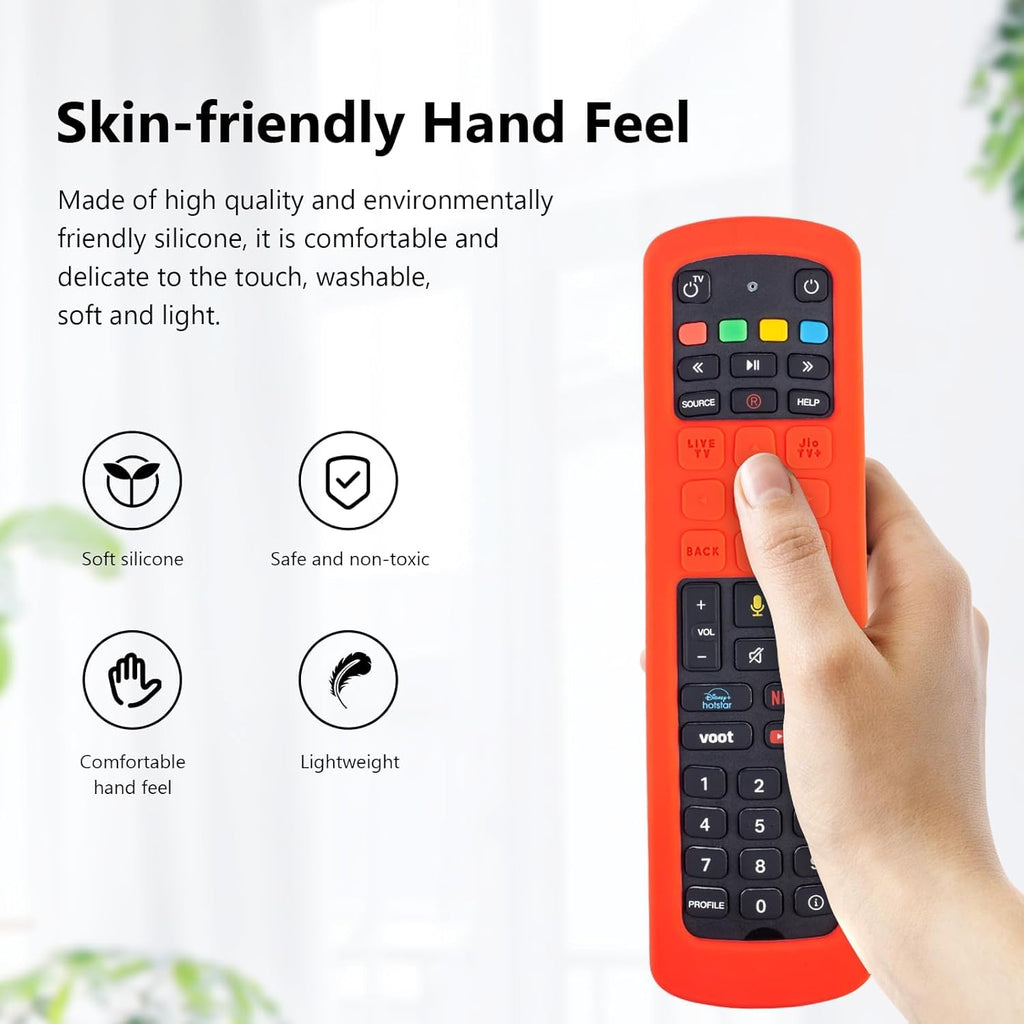 Silicone TV Remote Cover 'Compatible with' Jio Tv Remote Protective Case with Lanyard (Red) [Remote NOT Included]