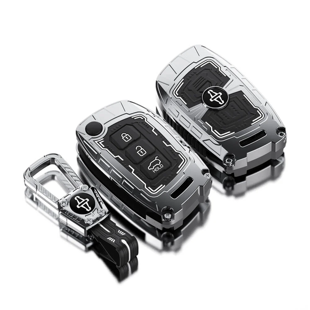 Iron Core Series Car Key Cover Compatible with Hyundai i20, Creta, Venue, Tucson, Alcazar, Grand I10, Aura, Xcent, Exter, 3 Button Flip Key, Zinc Alloy, Luminous