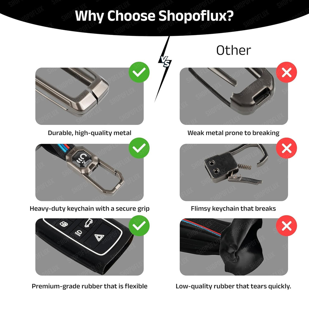 Metal Key Cover Compatible for Ford Figo, Aspire, Endeavour Flip Key 3 Button Flip Key with Keychain