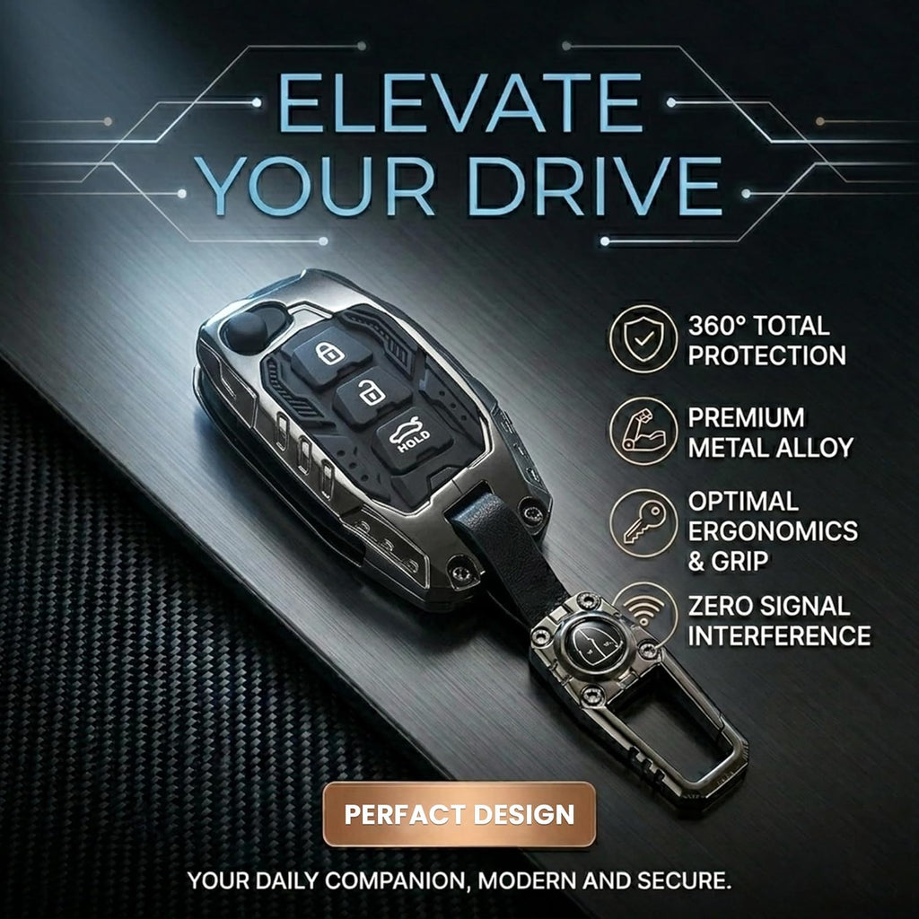 Car Key Cover Compatible with Hyundai Creta, Venue, Tucson, Alcazar, i20, Grand i10 Nios, Aura, Xcent, Exter 3-Button Smart Flip Key (Transformer Armour Series)