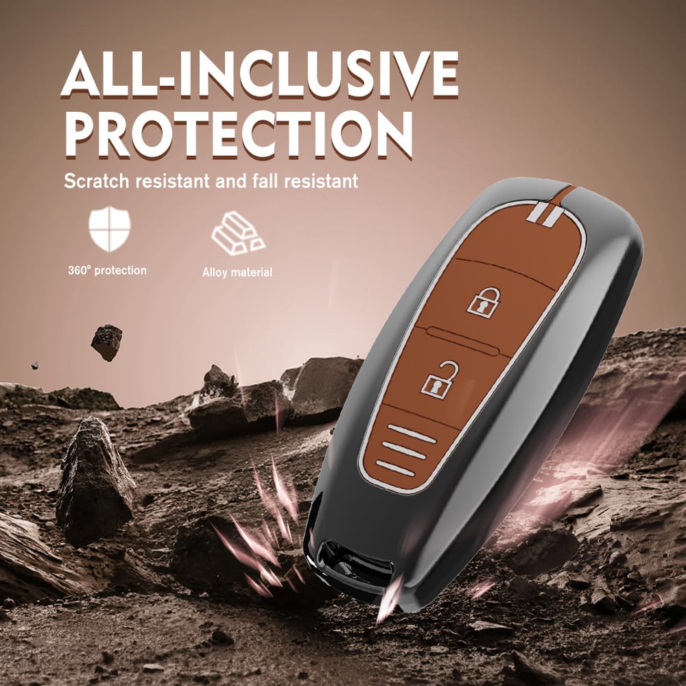 Premium Black Chrome Metal Silicone Key Cover Maruti Suzuki Ignis | S Cross | Baleno | Ciaz | Vitara Brezza | Swift 2 Button Key