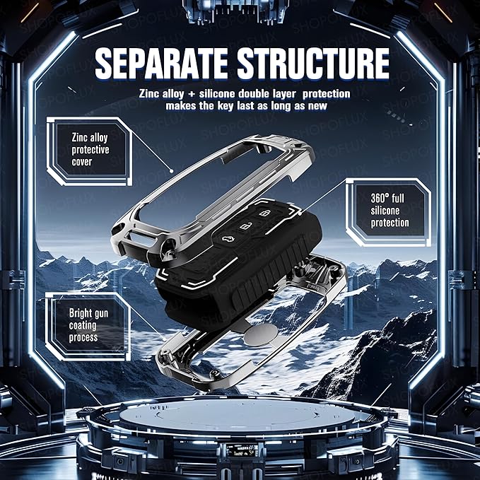 Iron Core Series Key cover Compatible for Toyota Fortuner, Legender, Innova HyCross, Land Cruiser 3 Button Smart key