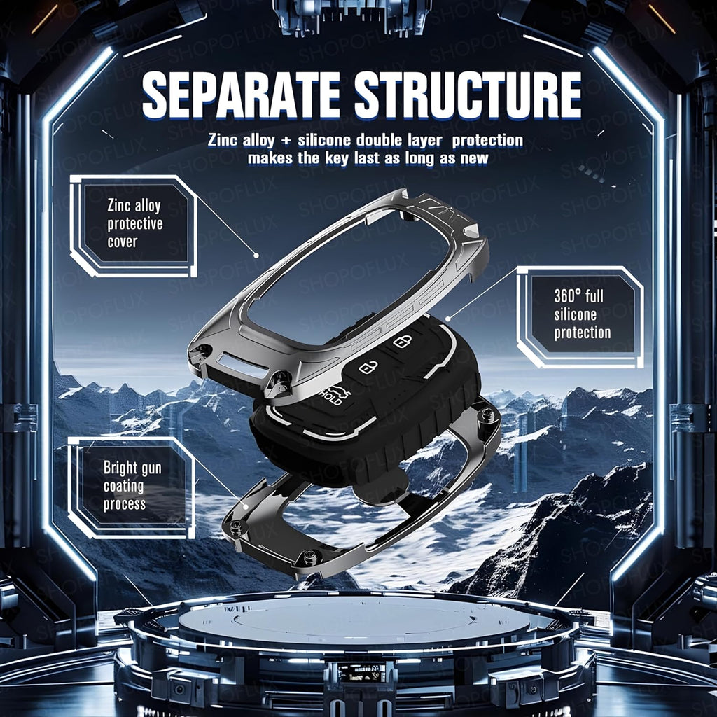 Iron Core Series Key cover Compatible for Hyundai i20, Creta, Venue, Tucson, Alcazar, Grand i10, Verna, Xcent, Aura, Elantra 3 button smart key
