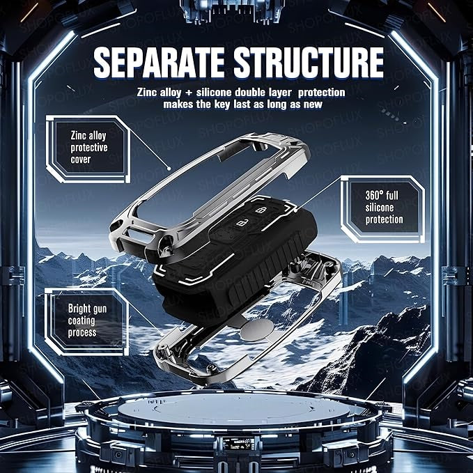 Iron Core Series Key cover Compatible for Toyota Innova Crysta, Innova HyCross, Hilux 2 Button Smart key