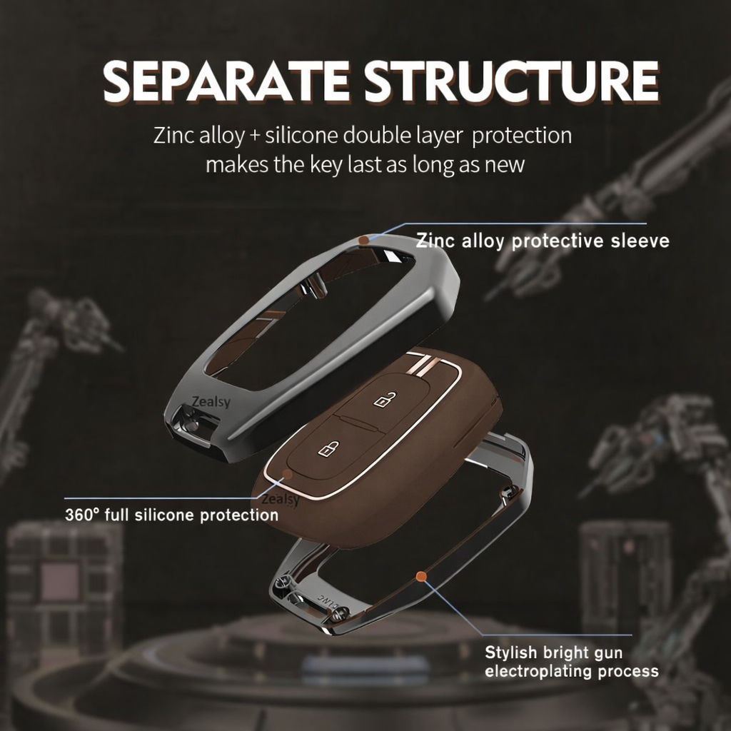 Metal Alloy Key Cover Compatible with Renaultt Kiger, Kwid, Kiger RXL, Duster 2016, Triber 2 Button Remote Key