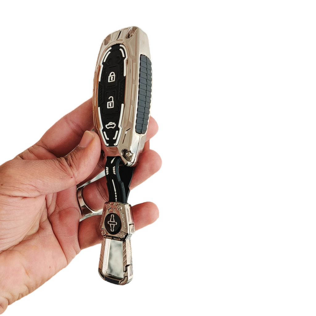 Premium Metal Silicon Key Cover Compatible With Maruti Suzuki Baleno Ciaz Vitara Brezza S Cross Swift Ignis & Toyota Urban Cruiser 3 Button