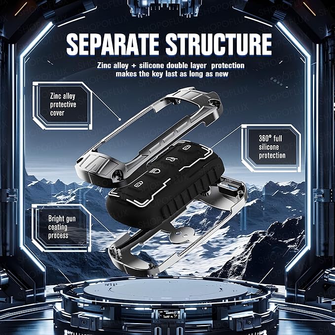 Iron Core Series Key cover Compatible for Compatible for Tata Harrier, Safari, Sierra, Curvv, Curvv EV 4 Button Smart Key