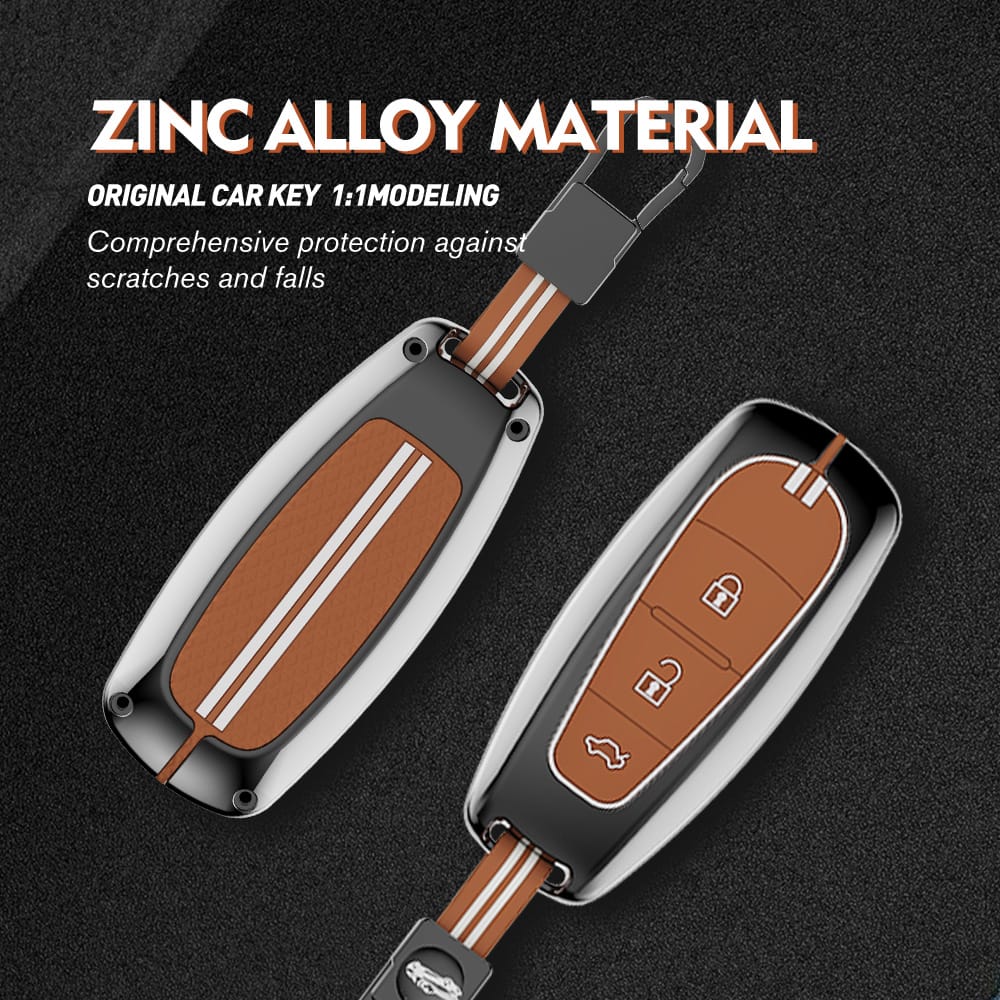 Premium Waterproof Metal Key Cover Compatible with Maruti Suzuki Baleno Ciaz Vitara Brezza S Cross Swift Ignis & Toyota Urban Cruiser 3 Button Smart Remote Key