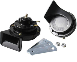 Auto Horn 12V Loud Dual Tone Car Horn 410Hz/510Hz Waterproof Electric Snail Horn Universal for All Cars & Bikes Black | Heavy Sound High Performance Vehicle Horn