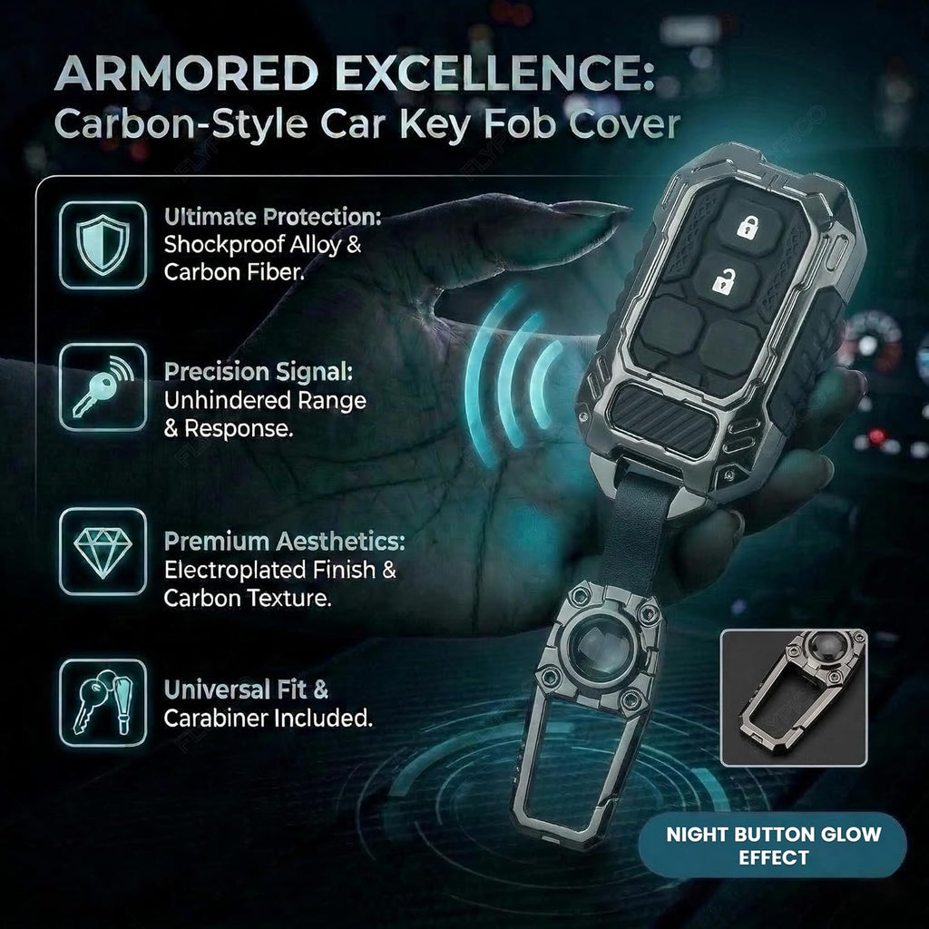 Metal Car Key Cover for Suzuki Grand Vitara Fronx Jimny Brezza Baleno 2 Button Smart Key | Waterproof Luxury Key Case with Keychain