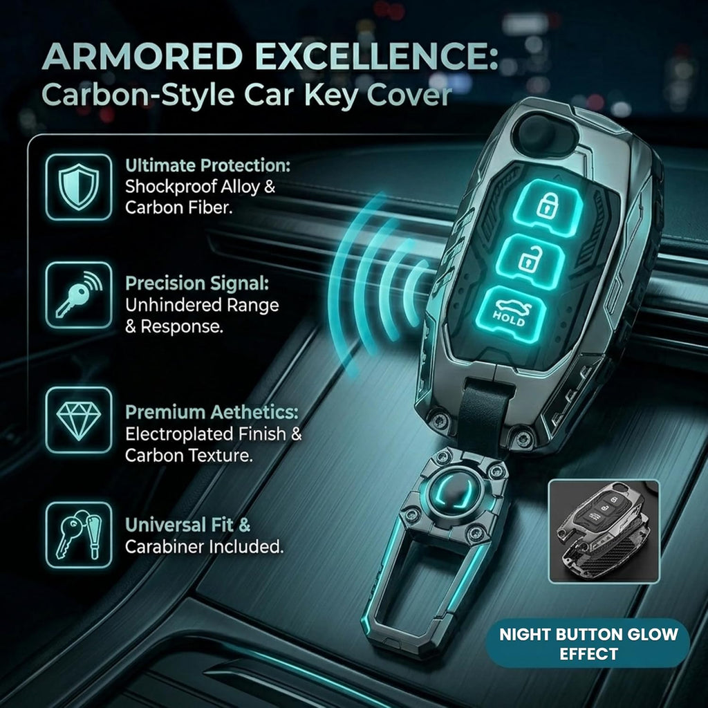 Car Key Cover Compatible with Hyundai Creta, Venue, Tucson, Alcazar, i20, Grand i10 Nios, Aura, Xcent, Exter 3-Button Smart Flip Key (Transformer Armour Series)