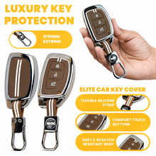 Load image into Gallery viewer, Black Chrome Metal Silicone Key Cover – Glow-in-the-Dark, Waterproof, Shockproof Key Fob Protector for Hyundaii i20 Creta Venue Tucson Alcazar Verna Xcent Aura Elantra 3 Button Smart Key