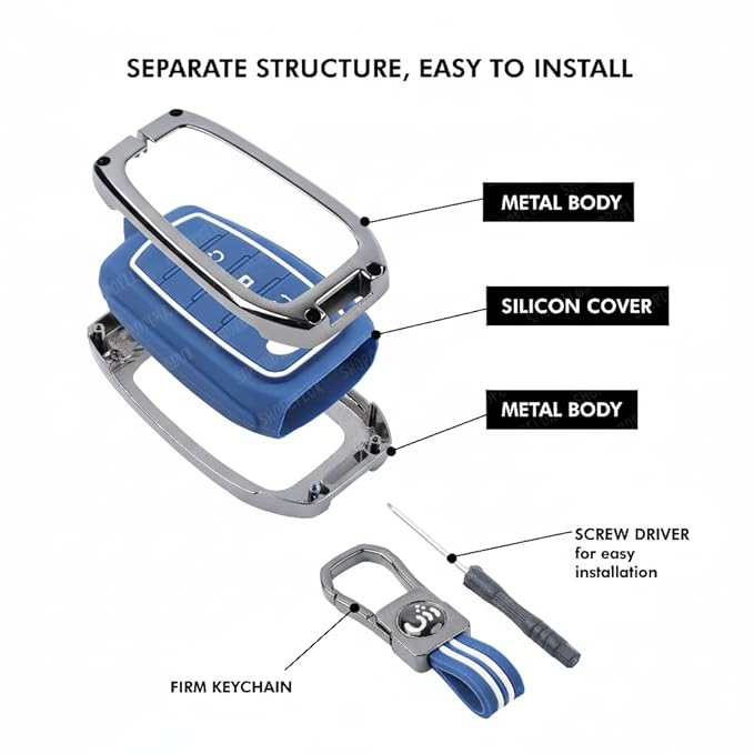 Key Cover Compatible with Baleno, Grand Vitara, XL6, Swift, Brezza, Celerio, Ignis, Ertiga, Dzire, Fronx, Urban Cruiser, Rumion, Glanza, Hyryder 2 Button Key