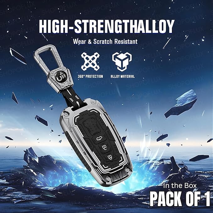 Iron Core Series Key cover Compatible for Toyota Fortuner, Legender, Innova HyCross, Land Cruiser 3 Button Smart key