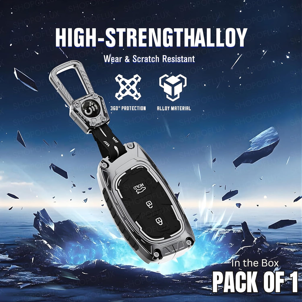 Iron Core Series Key cover Compatible for Hyundai i20, Creta, Venue, Tucson, Alcazar, Grand i10, Verna, Xcent, Aura, Elantra 3 button smart key