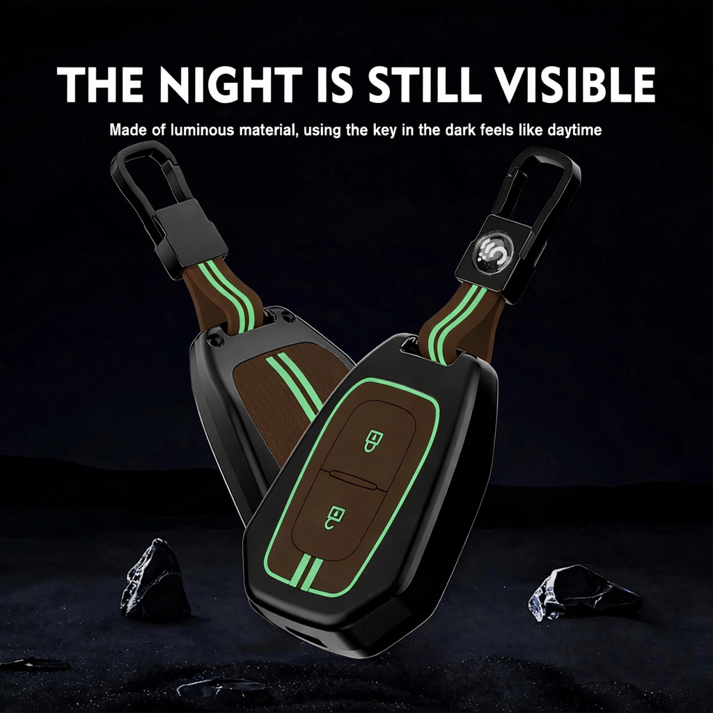 Metal Alloy Key Cover Compatible with Renaultt Kiger, Kwid, Kiger RXL, Duster 2016, Triber 2 Button Remote Key