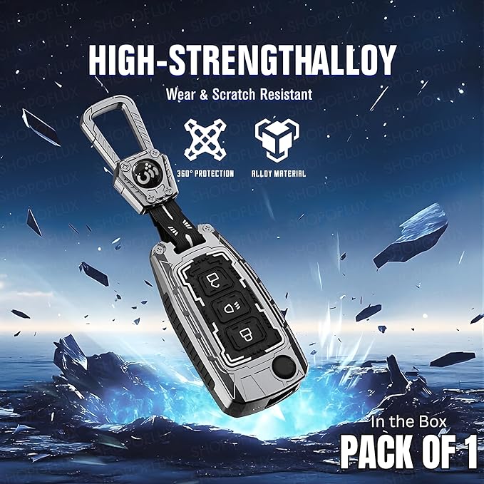 Iron Core Series Key cover Compatible for Tata Curvv, Nexon, Harrier, Altroz, Punch, Safari, Tigor, Tiago, Zest, Bolt 3 Button Flip key