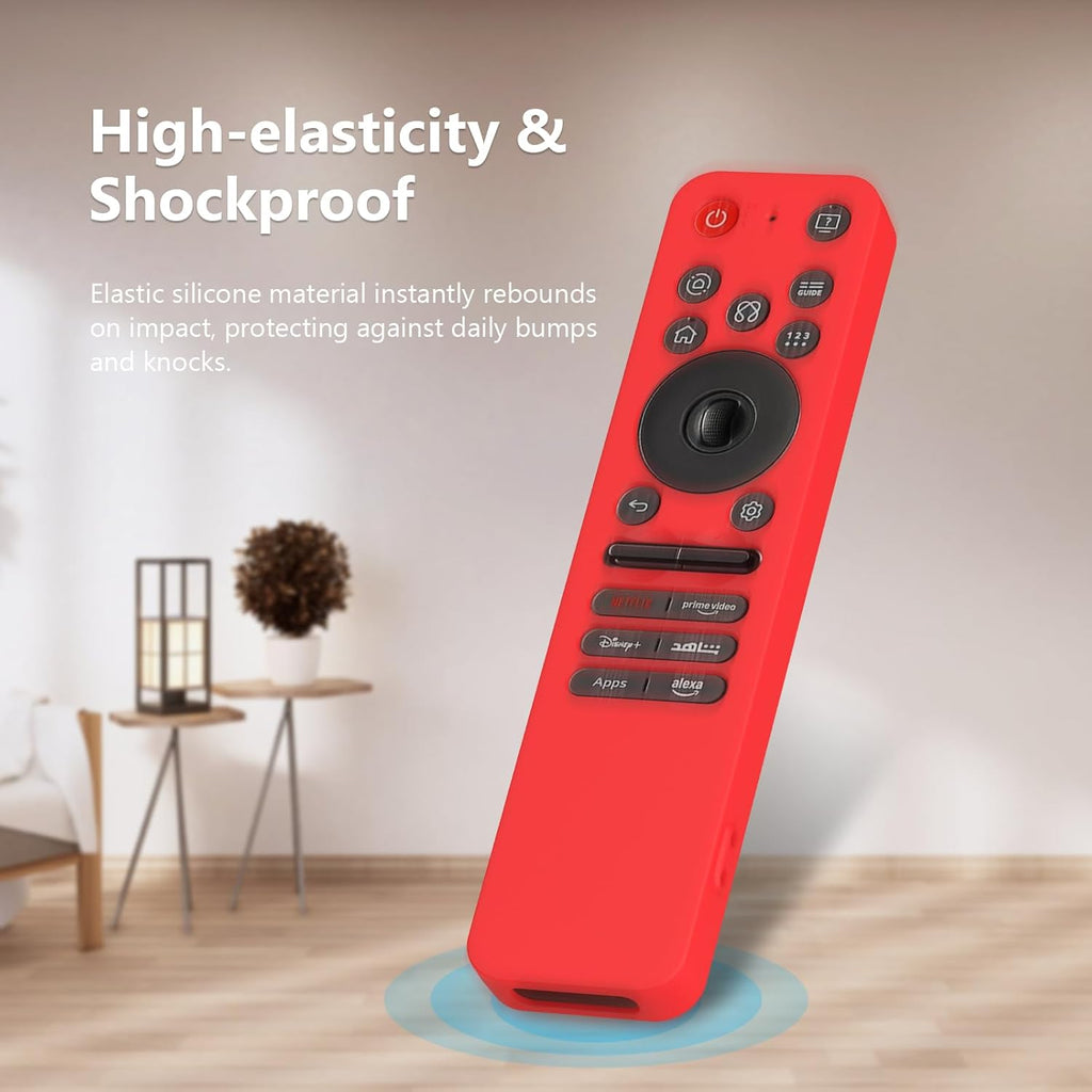 Silicone TV Remote Cover Compatible with 2025 LG MR25GA OLED Smart TV AI Remote Full Wrap Protective Case (RED, LG MR25GA Full WRAP)