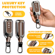 Load image into Gallery viewer, Premium Metal Silicone Car Key Cover for Honda BRV, WRV, CRV, Jazz, City 3 Button Smart Key | Glow in Dark Waterproof Shockproof Key Case with Keychain (Black Chrome Coffee Brown)