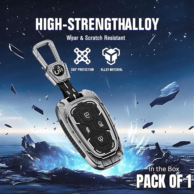 Iron Core Series Key cover Compatible for Tata Nexon, Harrier, Safari, Altroz, Punch, Tigor 4 button smart key