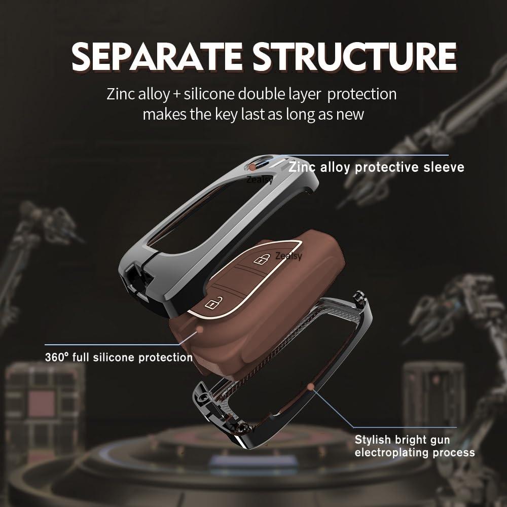 Luxury Metal Flip Key Cover Compatible for Toyota Innova Crysta, Corolla Altis | 2 Button Smart Key Protector Case