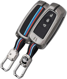 Metal Key Cover Compatible for Endeavour | Figo | Aspire | Freestyle Titanium 3 Button Smart Key