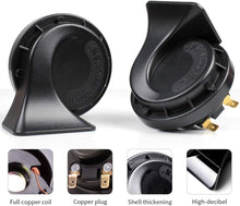 Load image into Gallery viewer, Auto Horn 12V Loud Dual Tone Car Horn 410Hz/510Hz Waterproof Electric Snail Horn Universal for All Cars &amp; Bikes Black | Heavy Sound High Performance Vehicle Horn