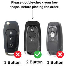 Load image into Gallery viewer, Metal Alloy Key Cover Compatible for Fo-rd Ecosport, Endeavour, Figo, Freestyle, Aspire 2 Button Smart Key with Keychain