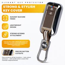 Load image into Gallery viewer, Metal Silicon Key Cover Compatible with Maruti Suzuki jimny Baleno Grand Vitara XL6 Swift New Brezza 2022 Ertiga Dzire 2 Button Key Special Feature Visibilitye in Low-Ligh Condition