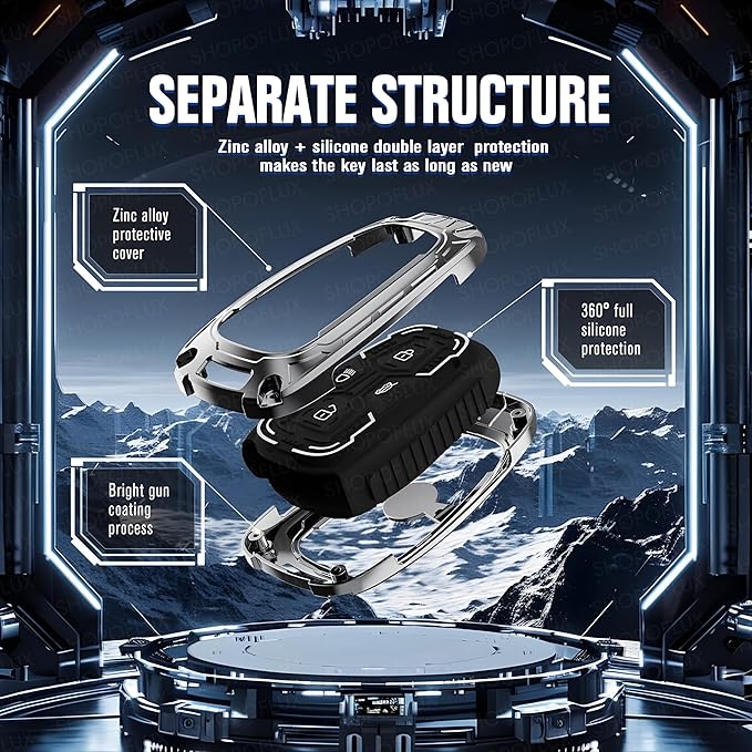 Iron Core Series Key cover Compatible for Tata Nexon, Harrier, Safari, Altroz, Punch, Tigor 4 button smart key