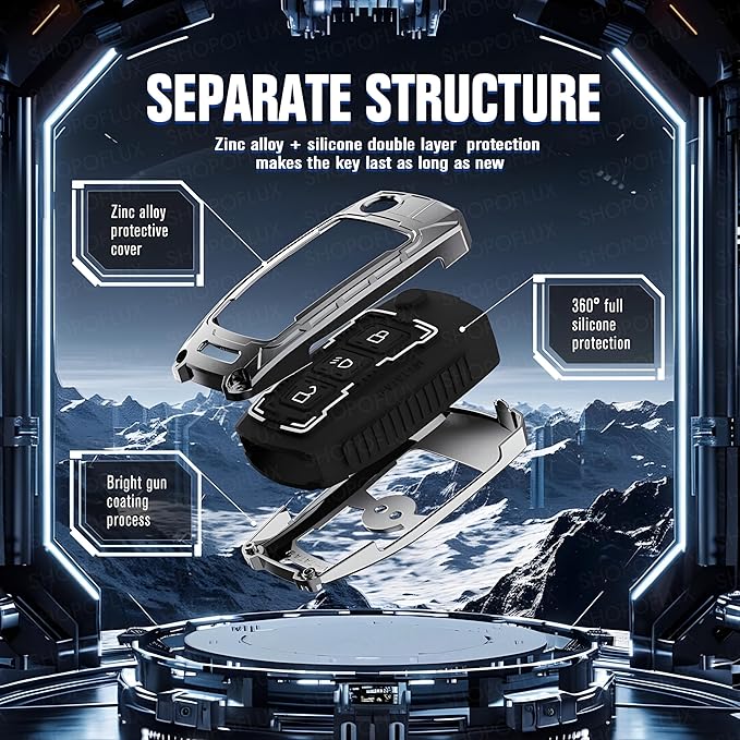 Iron Core Series Key cover Compatible for Tata Curvv, Nexon, Harrier, Altroz, Punch, Safari, Tigor, Tiago, Zest, Bolt 3 Button Flip key