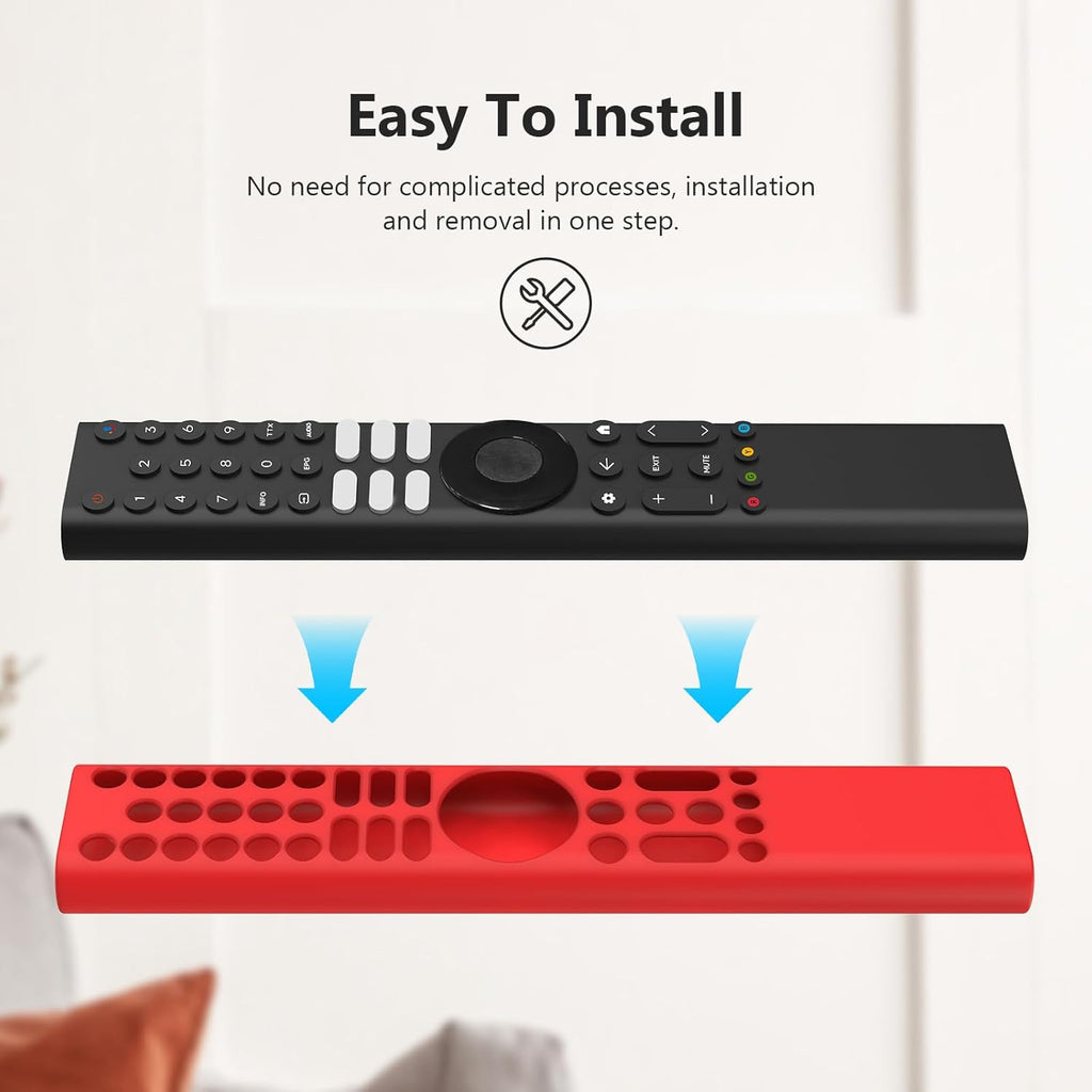 Silicone TV Remote Cover 'Compatible with' Xiaomi Mi Tv FX Series Remote XMRM-21 Protective Case with Lanyard (E-Wine Red) [Remote NOT Included]