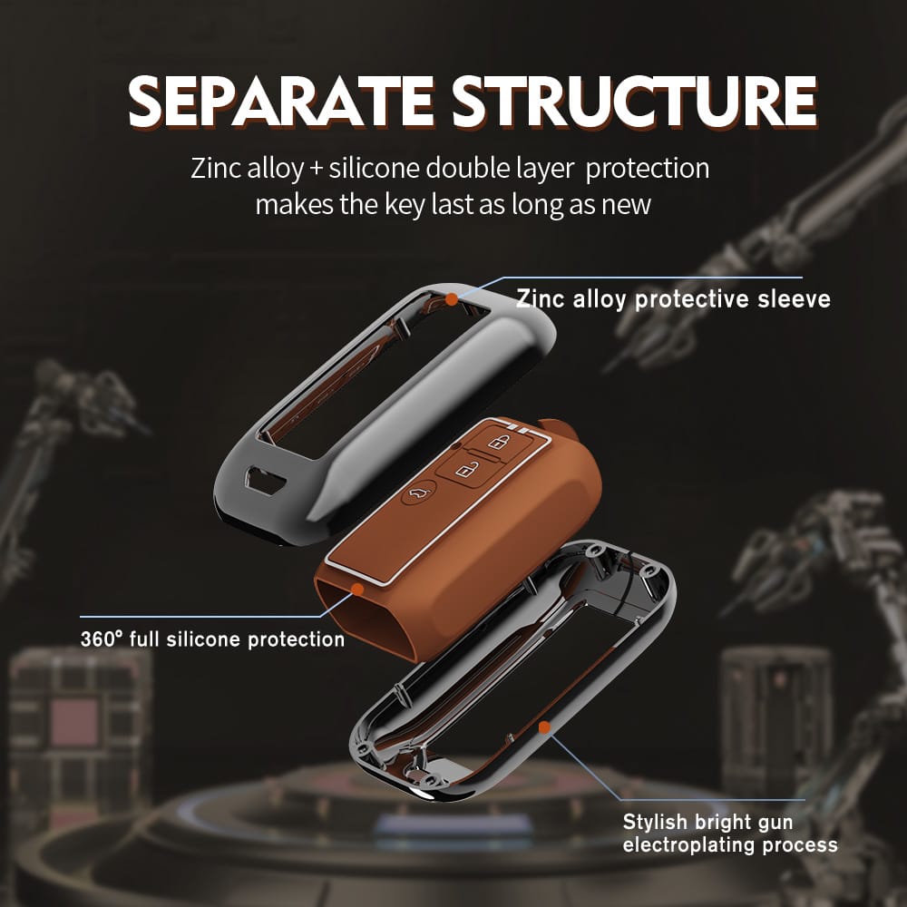 Premium Waterproof Metal Key Cover Compatible with Suzuki Swift Dzire 2025 , Baleno, Ertiga 3 Push Button Smart Remote Key