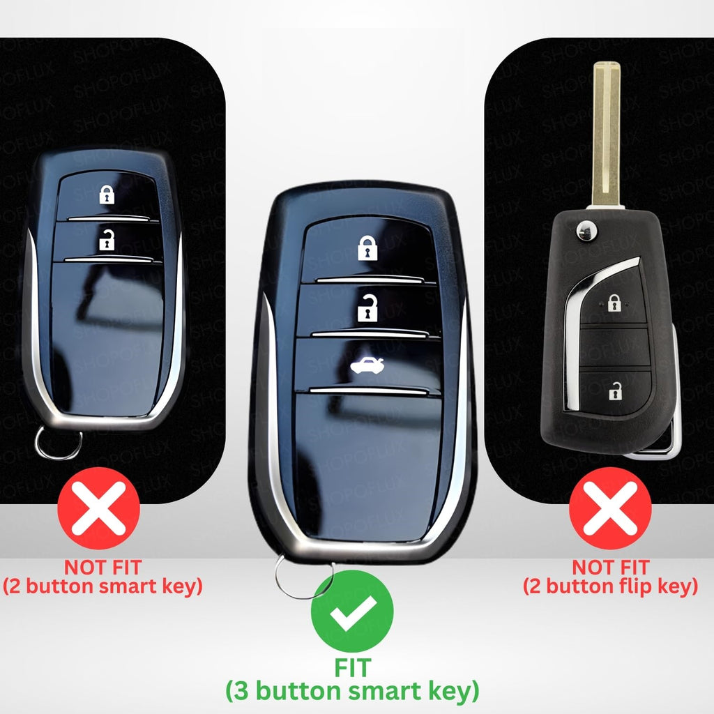 Metal Key Cover Compatible with Toyota Fortuner | Fortuner Legender | Innova Hycross | Invicto 3 Button Smart Key (Metal Blue Silicone)