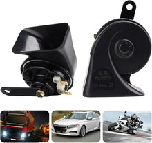 Load image into Gallery viewer, Auto Horn 12V Loud Dual Tone Car Horn 410Hz/510Hz Waterproof Electric Snail Horn Universal for All Cars &amp; Bikes Black | Heavy Sound High Performance Vehicle Horn