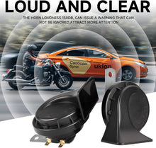 Load image into Gallery viewer, Auto Horn 12V Loud Dual Tone Car Horn 410Hz/510Hz Waterproof Electric Snail Horn Universal for All Cars &amp; Bikes Black | Heavy Sound High Performance Vehicle Horn