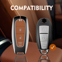 Load image into Gallery viewer, Premium Black Chrome Metal Silicone Key Cover Maruti Suzuki Ignis | S Cross | Baleno | Ciaz | Vitara Brezza | Swift 2 Button Key