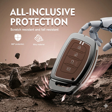 Load image into Gallery viewer, Metal Silicon Key Cover Compatible with Hyundai Creta i10 Grand i20 Elite i20 Active Xcent Verna 4s, Tucson Elantra Grand i10 Nios 3 Button Smart Key Special Feature Visible in Low-Light