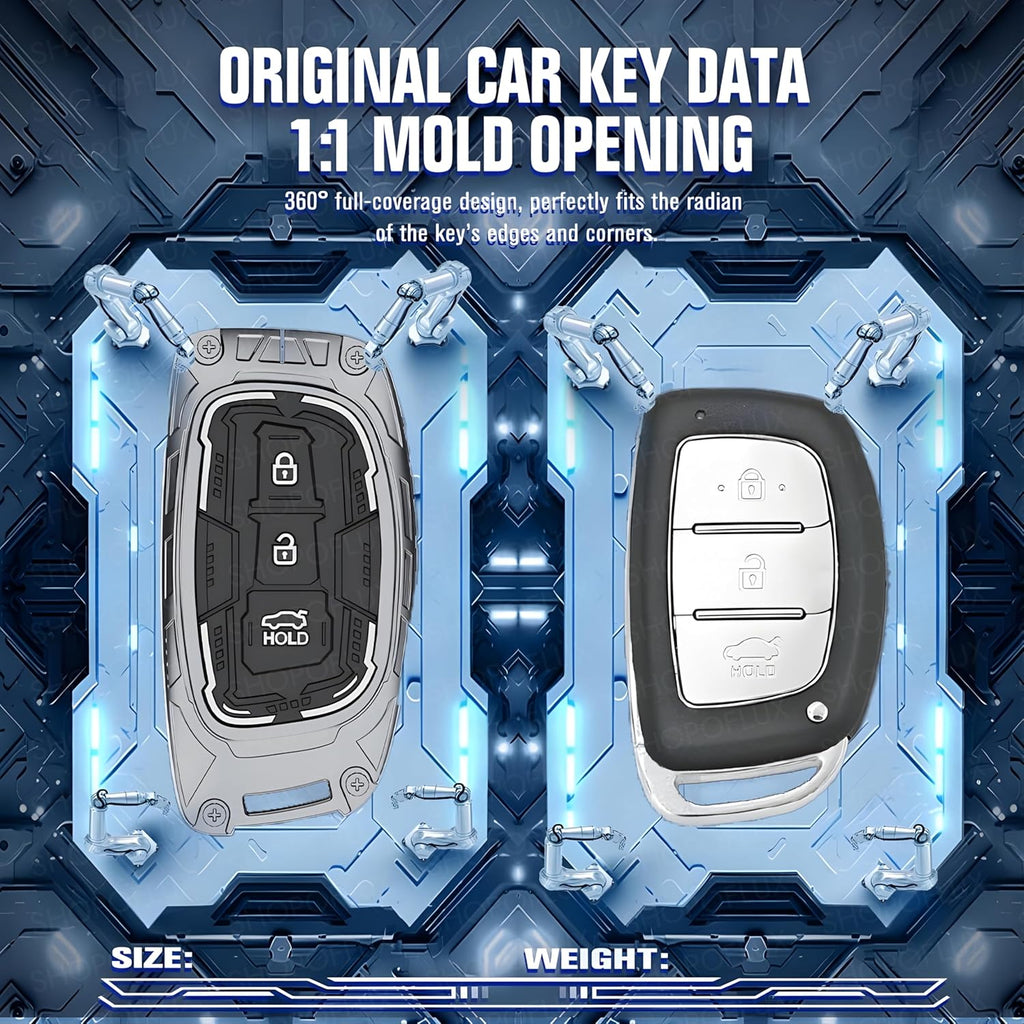 Iron Core Series Key cover Compatible for Hyundai i20, Creta, Venue, Tucson, Alcazar, Grand i10, Verna, Xcent, Aura, Elantra 3 button smart key
